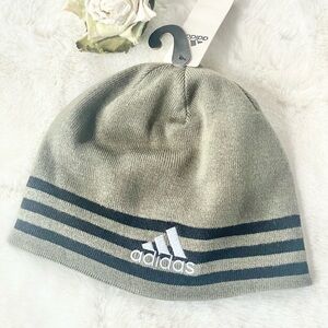 New with tags ADIDAS MENS ECLIPSE REVERSIBLE 3 BEANIE OLIVE with Black Stripes